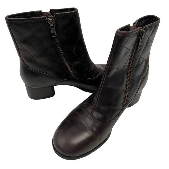 BORN Quilted Brown Minna Brown Leather Ankle Flannel Lining Women's Size 7 - Picture 5 of 10